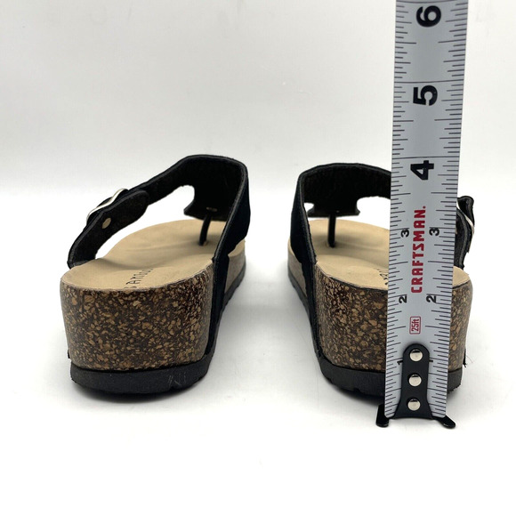 Bamboo Black Faux Suede Platform Thong Flip Flop Sandals Women's Size 7.5 38 - Picture 9 of 16